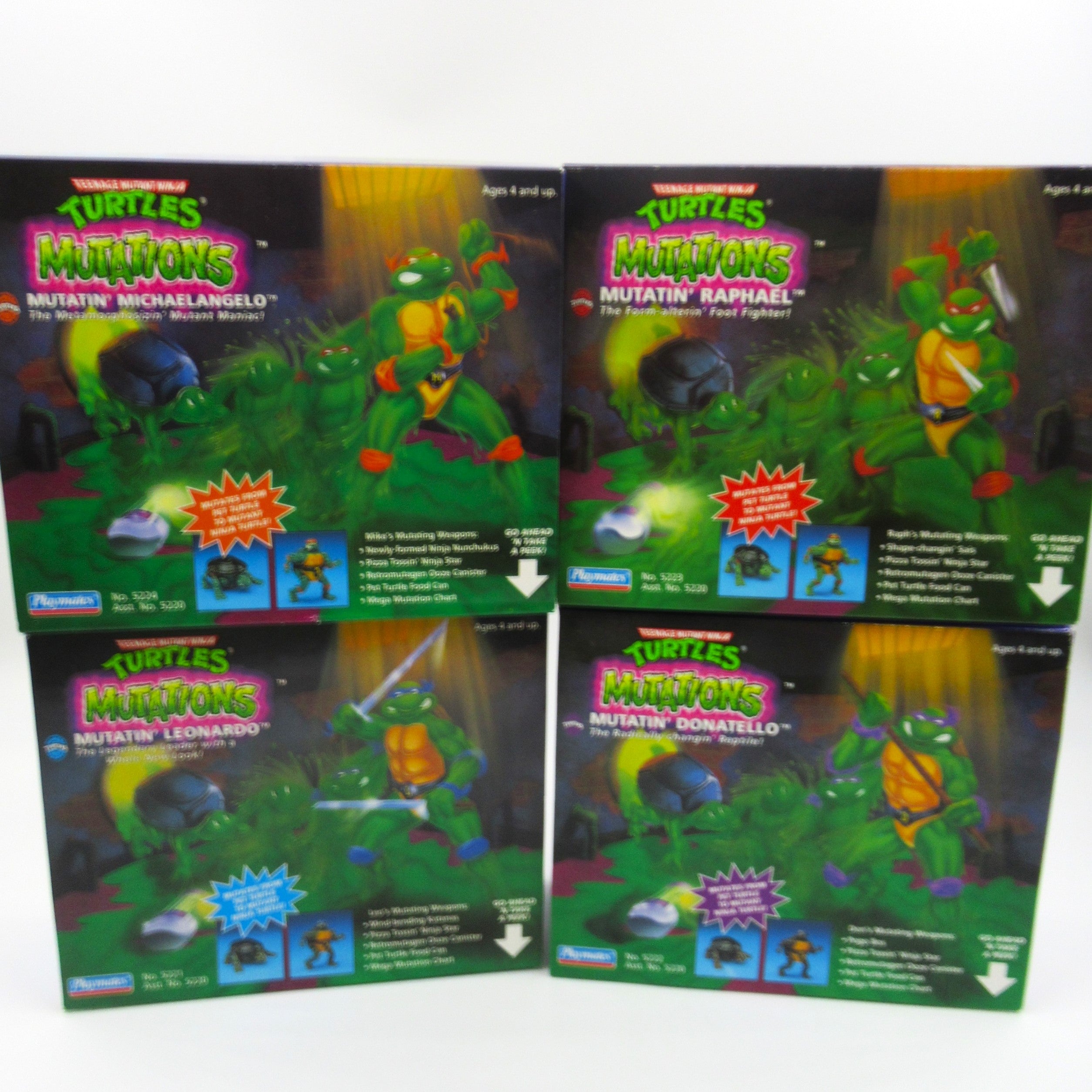 Teenage Mutant Ninja Turtles Mutations Figure Set of 4 TMNTs - Playmates (1992)